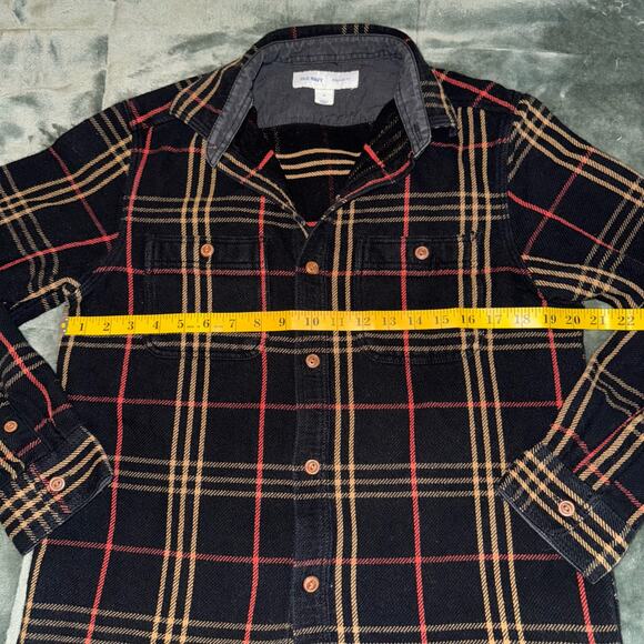Old Navy Shirt Men's Medium Black Plaid Long Sleeve Shacket Button Up - Picture 4 of 7